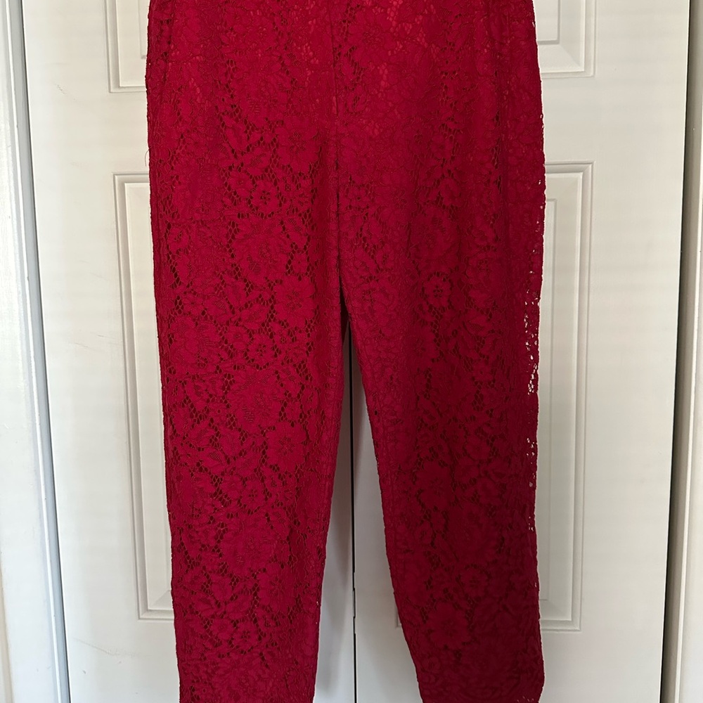EUC J. Crew Red Lace Pants 8 - Picture 3 of 6